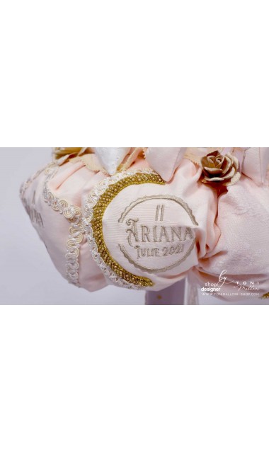 Lumanare botez cu fluturi si broderie personalizata gold 10